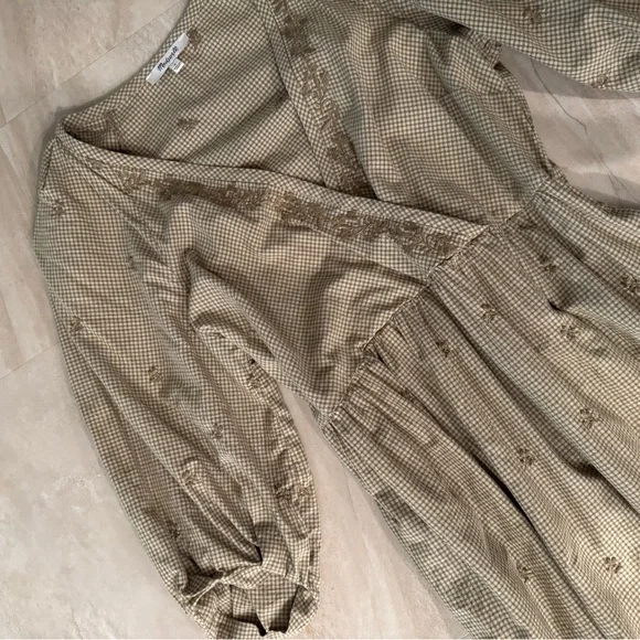 Madewell Marianna Puff-Sleeve Midi Dress in Welsh Blossoms embroidered wrap S - Picture 6 of 8